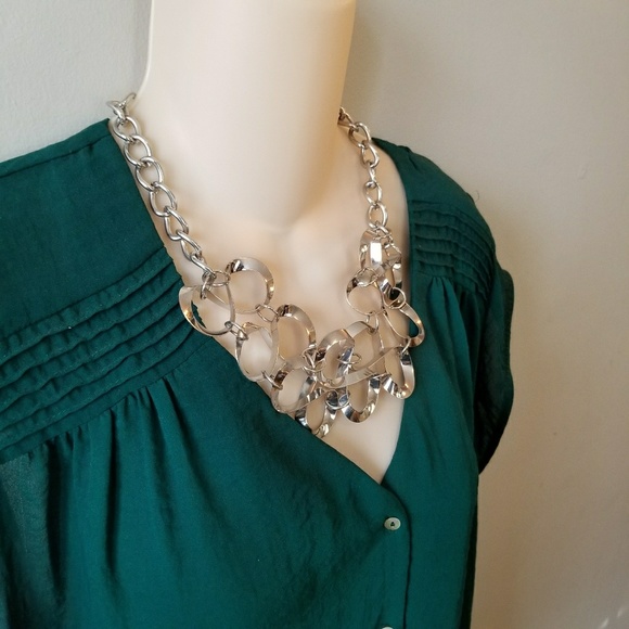 Relisted - Silver loops statement necklace bold chunky - Picture 3 of 5